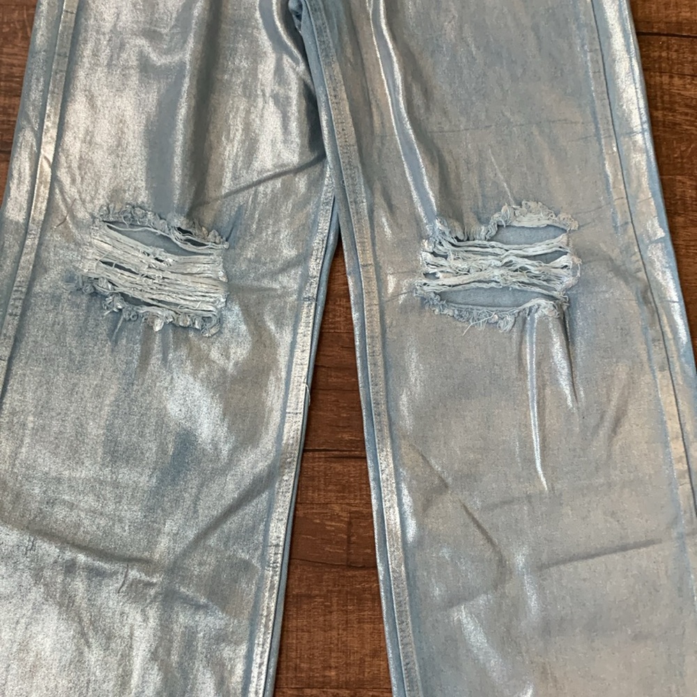 FN 'Freja Foil Ripped Baggy Jeans and matching vest' - Picture 7 of 12